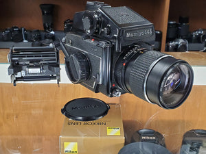 MINT Mamiya M645 w/ Sekor C 150mm 3.5 Lens, AE finder, CLA'd, Light Seals