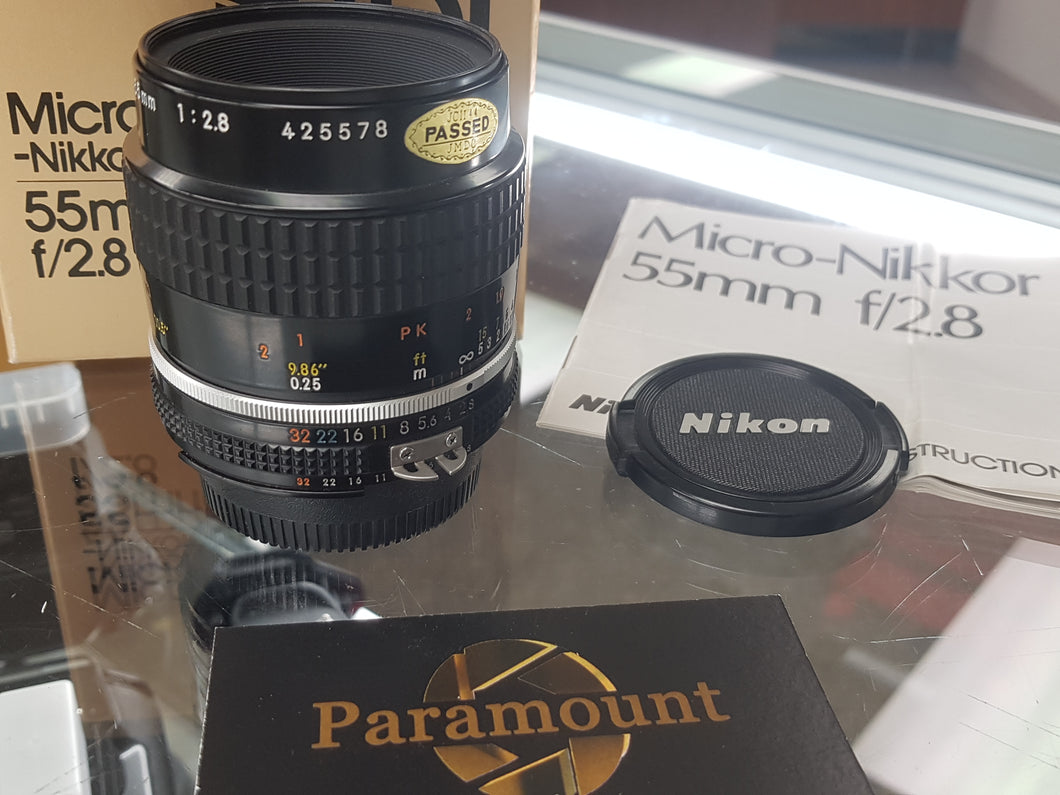 Nikon Nikkor 55mm f2.8 AIS Manual Lens for Nikon Film Camera, MINT - Paramount Camera & Repair