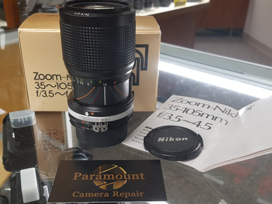 Nikon Nikkor 35-105mm f3.5-4.5 AIS Manual Lens for Nikon Film Camera, MINT - Paramount Camera & Repair