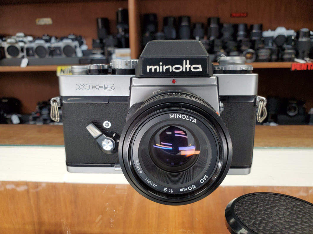 Minolta XE-5, 35mm SLR Film Camera w/ 50m F2 Lens, Professional CLA, Canada - Paramount Camera & Repair