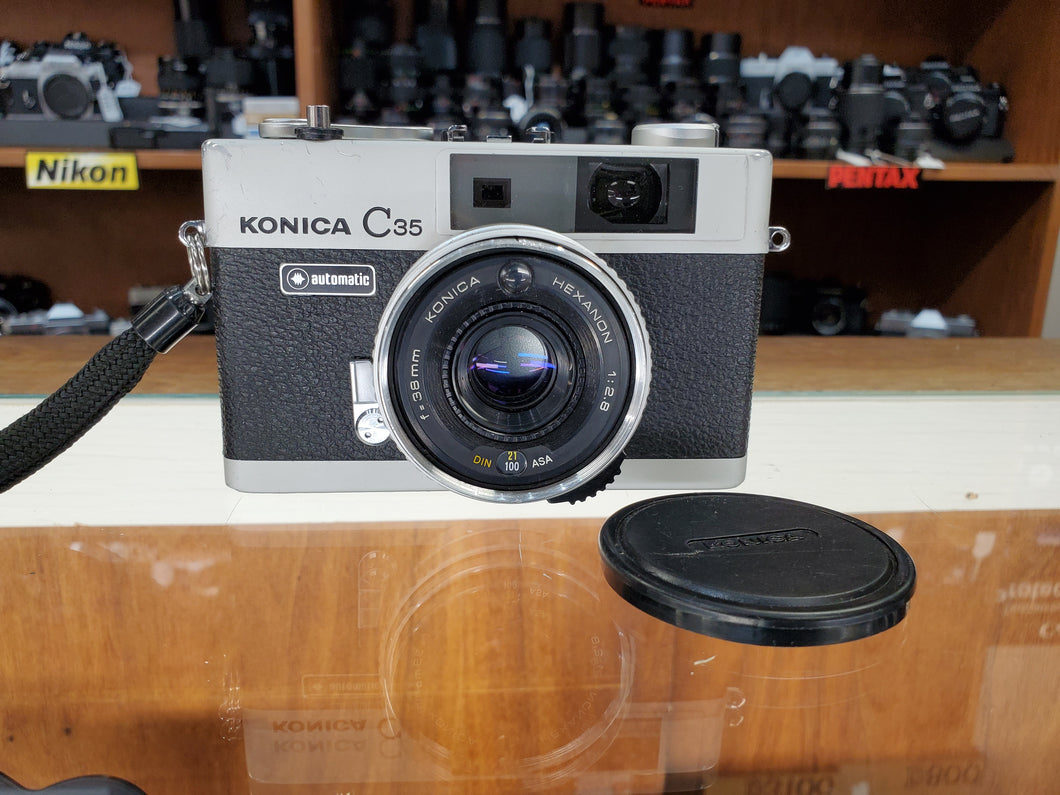Konica C35 Automatic, 35mm Rangefinder Film Camera w/ 38m F2.8 Lens, Professional CLA, Canada - Paramount Camera & Repair