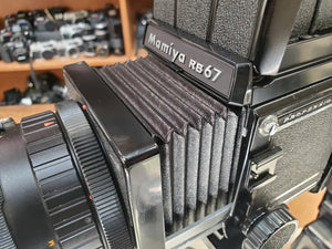 Mamiya RB67 Pro S Medium Format w/Mamiya-Sekor SF C 150mm F4, Viewfinder, FilmBack, CLA'd, New Lightseals - Paramount Camera & Repair