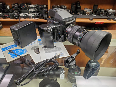 Mamiya 645 Super MF w/Grip, 150mm F3.8 N/L, AE finder, 2 x FilmBacks, CLA'd, Canada - Paramount Camera & Repair