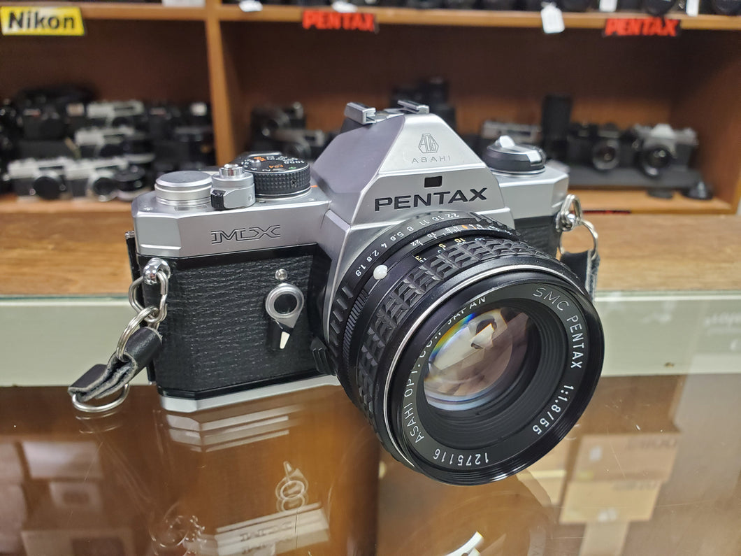 *MINT* Pentax MX Asari with Pentax SMC 55mm F1.8, 35mm Film Camera, CLA'd, Warranty - Paramount Camera & Repair