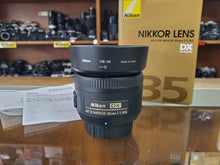 Load image into Gallery viewer, AF-S DX Nikkor 35mm f/1.8G lens w/box, Used Condition 10/10 - Paramount Camera &amp; Repair