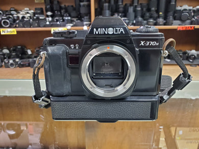 Minolta X-370N, 35mm SLR Film Camera w/ Power Grip, CLA, Light Seals, Canada - Paramount Camera & Repair