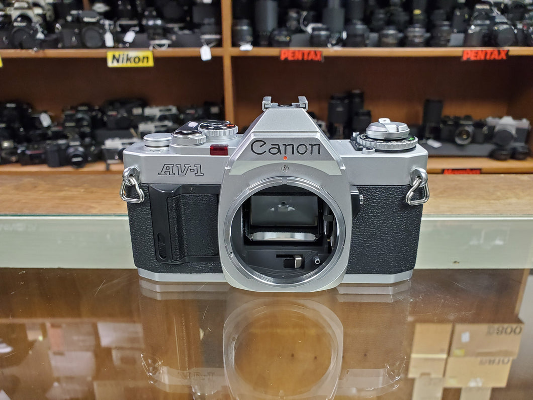 Canon AV-1, 35mm SLR Film Camera, CLA, New Light Seals, Warranty, Canada - Paramount Camera & Repair