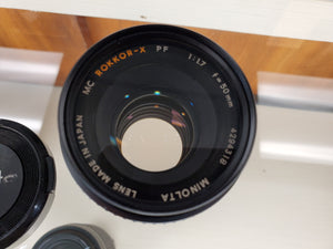 Minolta Rokkor-X 50mm 1.7 MC PF Film Portrait lens, Cleaned, Canada - Paramount Camera & Repair