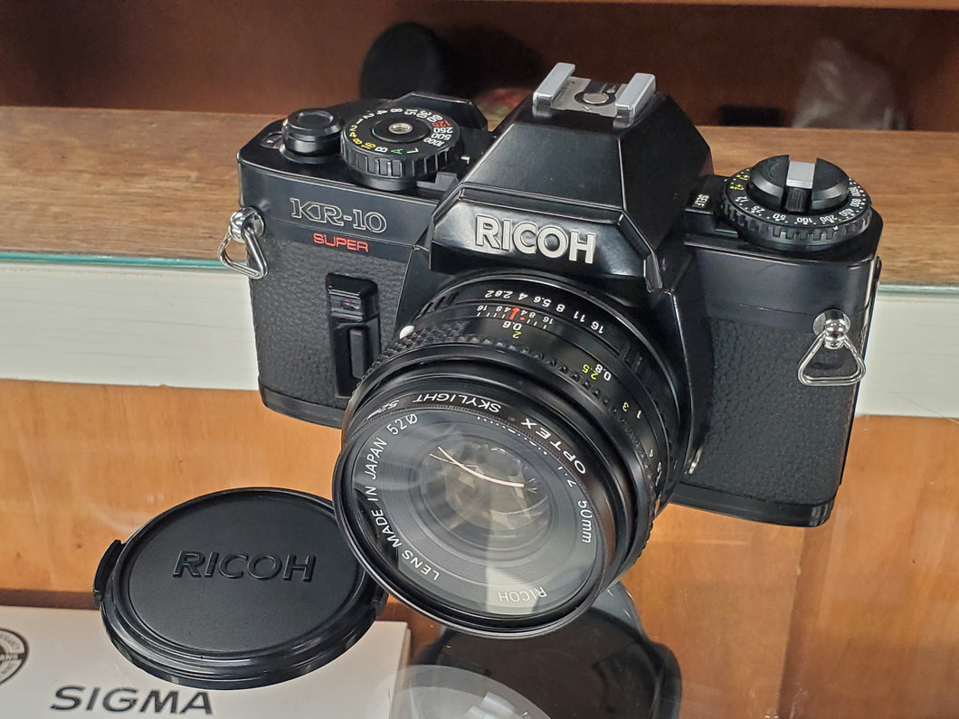 Ricoh KR-10 Super w/Rikenon 50mm F2 lens, 35mm SLR Film Camera, CLA, Light Seals, Canada - Paramount Camera & Repair