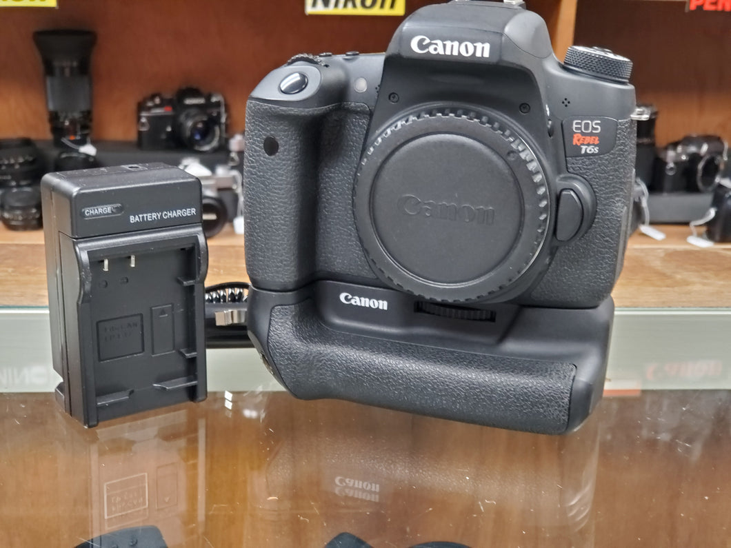 Canon Rebel T6s w/battery grip- 24.2MP DSLR, WiFi, Almost like new - Paramount Camera & Repair
