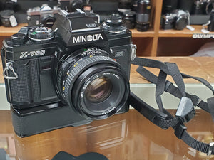 MINT Minolta X-700 MPS , Power Winder, 50mm f2 lens, CLA, Light Seals, Canada - Paramount Camera & Repair