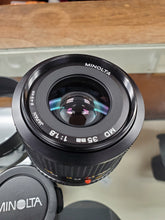 Load image into Gallery viewer, Rare Mint Minolta MD 35mm f1.8 Wide Angle lens with Hood, CLAd, Canada - Paramount Camera &amp; Repair