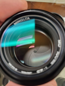 Rare Mint Minolta MD 100mm f2.5 lens with Hood, CLAd, Canada - Paramount Camera & Repair