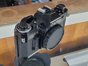 Black Canon AE-1, 35mm SLR Film Camera, Fresh CLA, Light Seals, Warranty, Canada - Paramount Camera & Repair