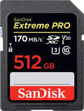 Load image into Gallery viewer, SanDisk 512GB Extreme Pro SDXC SD Card Memory - Read:170mp/s-Write:90mb/s - Paramount Camera &amp; Repair