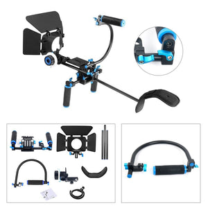 DSLR Deluxe Video Rig Kit- Follow Focus, 15mm Rails, Riser Mounts, Shoulder Support, Matte Box, Front grips & Brackets - Paramount Camera & Repair