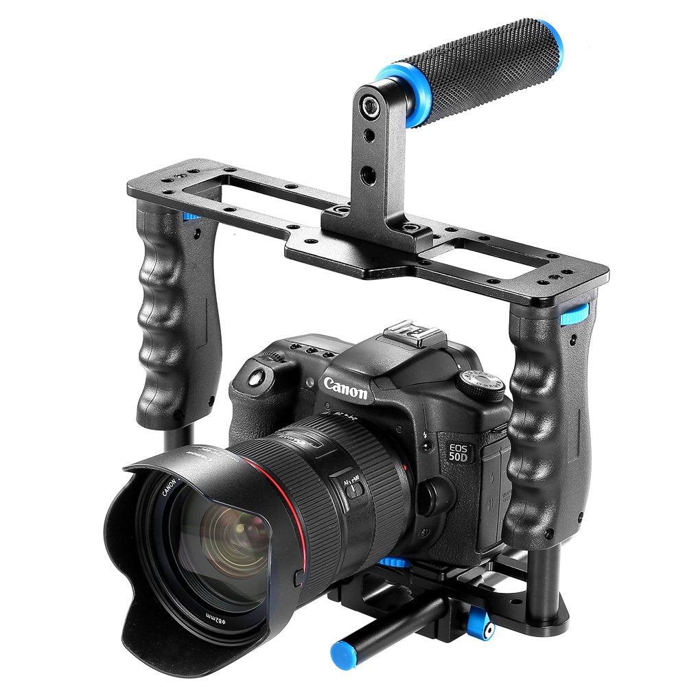 DSLR Video Cage frame - 15mm Rails, Rod Mount, Cage, Side Grips, Top handle - Paramount Camera & Repair