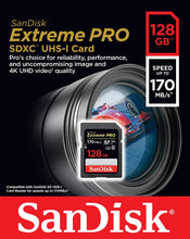 Load image into Gallery viewer, SanDisk 128GB Extreme Pro SDXC SD Card Memory - Read:170mp/s-Write:90mb/s - Paramount Camera &amp; Repair
