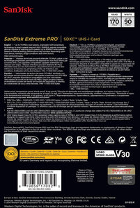 SanDisk 128GB Extreme Pro SDXC SD Card Memory - Read:170mp/s-Write:90mb/s - Paramount Camera & Repair