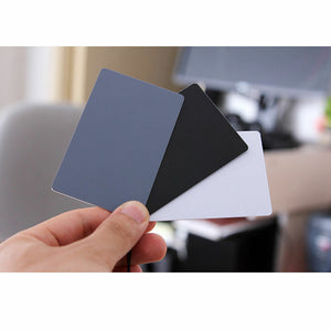 White Balance Cards, White, neutral Grey, Black w/Lanyard - Paramount Camera & Repair