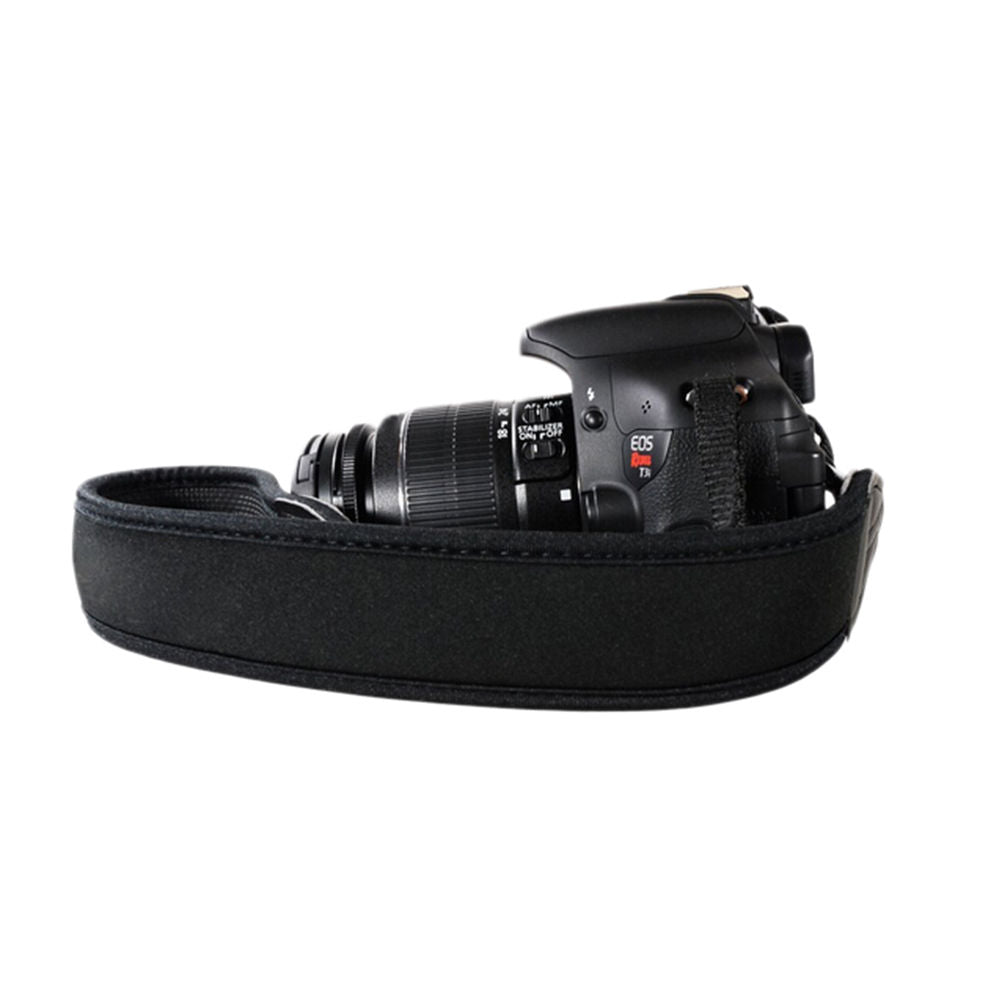 Neoprene Camera Strap - Black w/antislip rubber - Paramount Camera & Repair