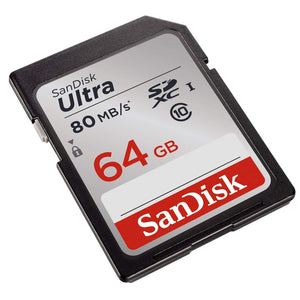 Sandisk 64GB Ultra UHS-I Class 10 SDXC Memory SD Card - Read:80mb/s-Write:30mb/s - Paramount Camera & Repair